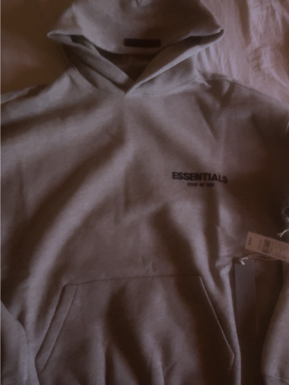 ESSENTIALS Men’s Hooded Sweatshirt - Light Gray with Chest Logo